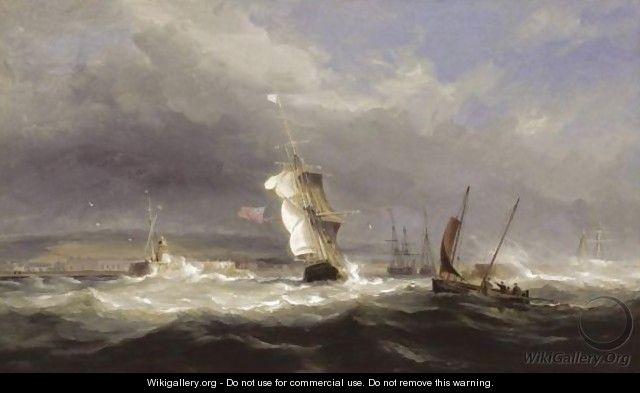 Shipping In A Squall Off Swansea Harbour - James Harris of Swansea