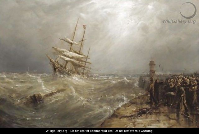 Entering The Harbour In Stormy Weather - William Webb