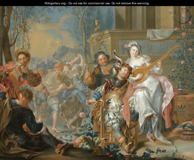 A Palace Garden With Figures Dancing And Making Music - Johann Georg Platzer