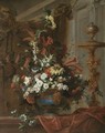 Still Life With A Bouquet Of Flowers In An Elaborate Brass Urn Standing In A Palatial Interior - (after) Jean Baptiste Belin De Fontenay