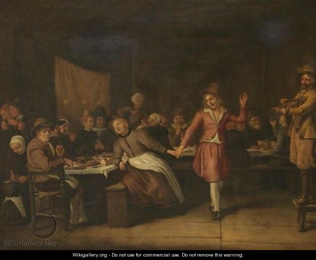 A Wedding Banquet With A Young Man Propositioning A Peasant Woman For A Dance - Jan Victors