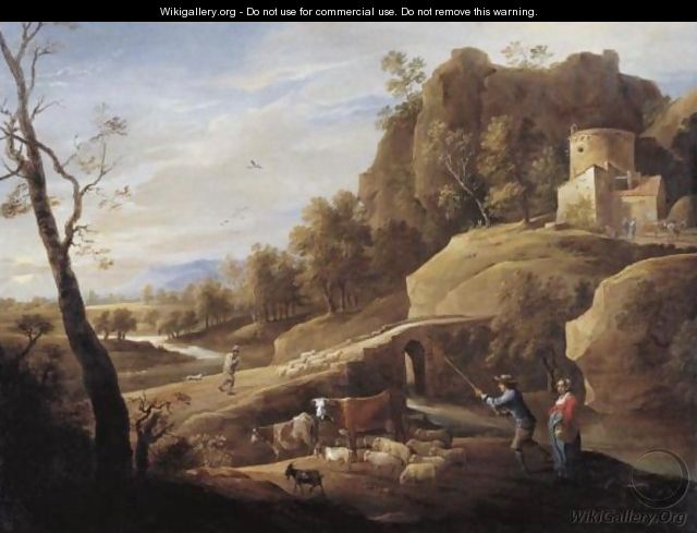 Landscape With A Shepherd And Shepherdess And Their Flock Along A Path - David The Younger Teniers