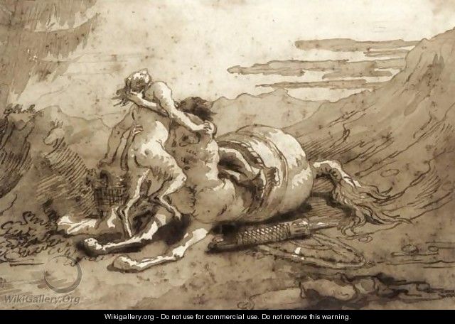 A Centaur And A Satyr In A Landscape - Giovanni Domenico Tiepolo