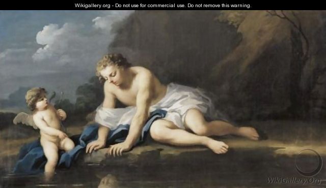 Narcissus And Cupid - Jacopo (Giacomo) Amigoni
