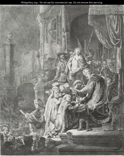 Christ Before Pilate Large Plate - Rembrandt Van Rijn