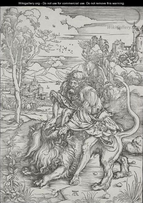 Samson Fighting With The Lion - Albrecht Durer
