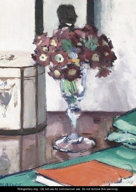 Still Life With Primulas And A Book - Francis Campbell Boileau Cadell