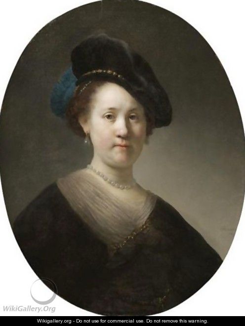 Portrait Of A Young Woman With A Black Cap - Rembrandt Van Rijn