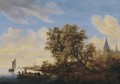 River Landscape With A Ferryboat - Salomon van Ruysdael