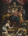 The Holy Family With The Infant Saint John The Baptist And Saint Anne, Together With Saints Anthony Abbot, Sebastian And Roch - Denys Calvaert