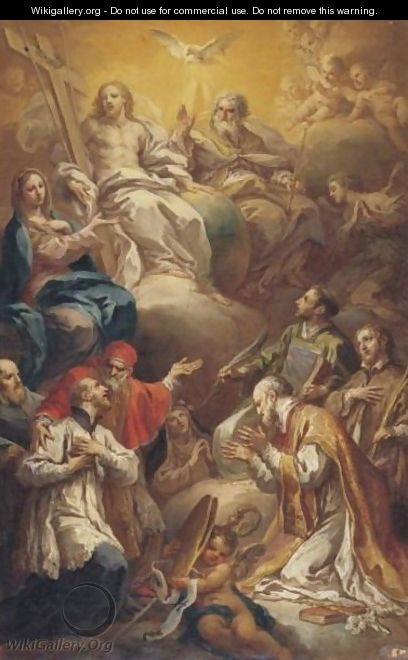The Virgin Presenting Barnabite Saints To The Holy Trinity - Sebastiano Conca