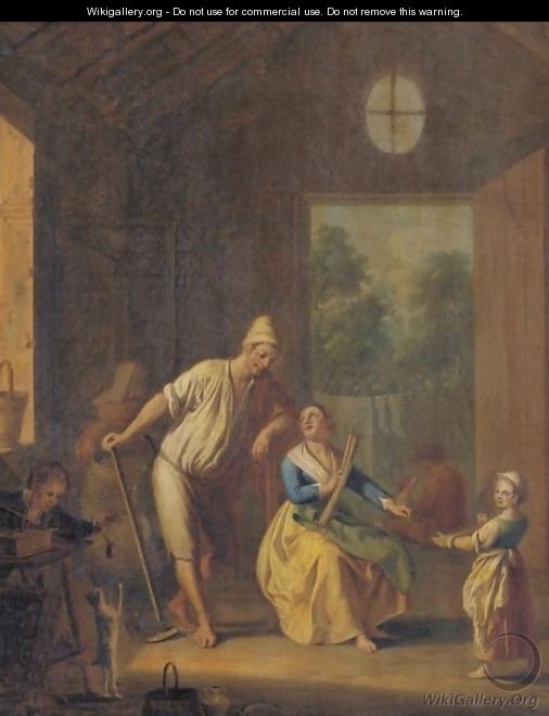 Interior With A Peasant Family - Pietro Fabris