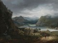 A View Of Loch Lomond, Scotland, With Figures On A Path In The Foreground - Jean Bruno Gassies