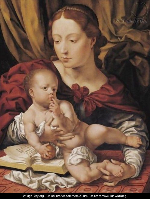 Virgin And Child With An Open Book - (after) Jan (Mabuse) Gossaert