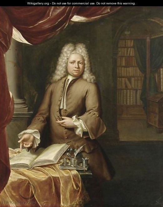 Portrait Of A Gentleman, Three-Quarter Length, In His Study - Hieronymus Van Der Mij