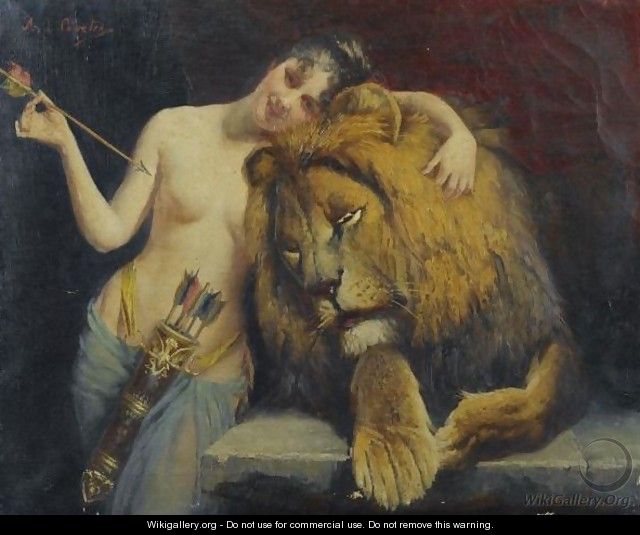 The Goddess Diana With A Lion - Angelo Graf von Courten