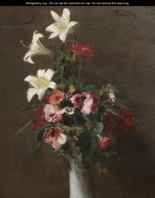Fleurs Dans Un Vase De Porcelaine - Ignace Henri Jean Fantin-Latour