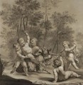 Five Cherubs Playing With A Goat In A Wood - (after) Marcantonio Franceschini