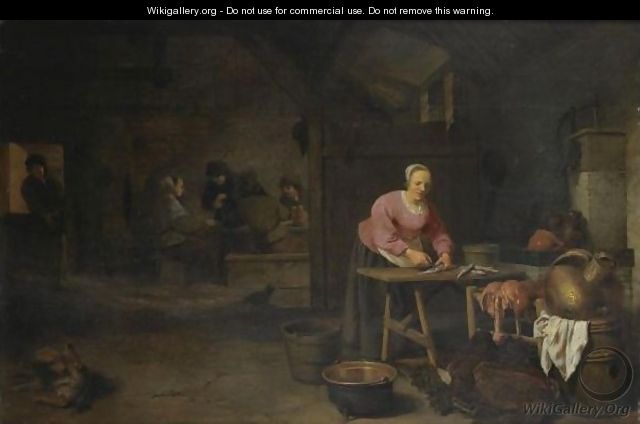 An Interior With A Peasant Woman Gutting Fish - (after) Hendrick Maertensz. Sorch (see Sorgh)