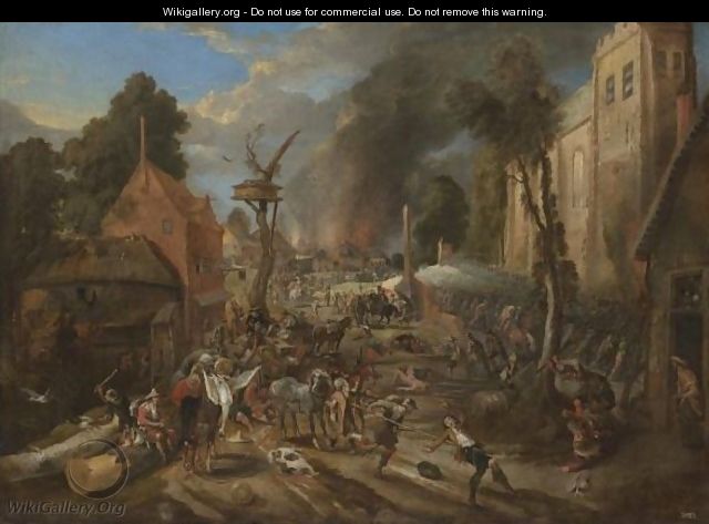 Landscape With Soldiers Pillaging A Village - Pieter Snayers