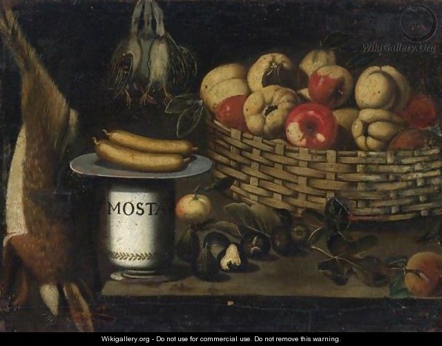 Still Life With Fruits And Vegetables In A Basket - Neapolitan School