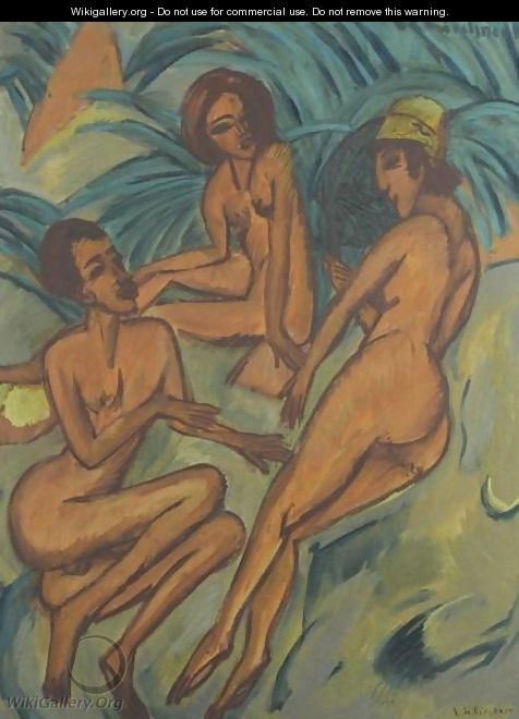 Group Of Bathers On The Beach - Ernst Ludwig Kirchner