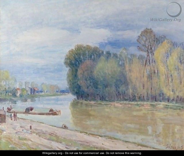 Le Canal Du Loing Au Printemps - Le Matin - Alfred Sisley