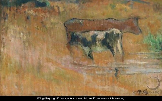 La Vache Et Son Veau - Paul Gauguin