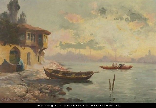 View Of The Bosporus, Constantinople In The Distance - Francois Leon Prieur-Bardin