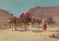 An Algerian Caravan In El Kantara - Alexis Auguste Delahogue