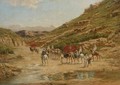 An Algerian Caravan Crossing A Riverbed - Victor Pierre Huguet