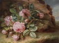 A Still Life With Roses Near A Bird's Nest - Margaretha Roosenboom