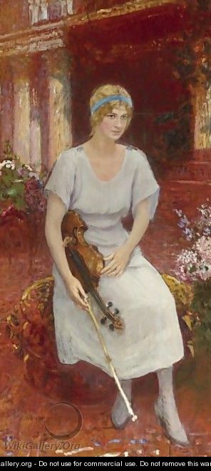 Portrait Of The Violinist Cecile Hansen, Circa 1922 - Ilya Efimovich Efimovich Repin