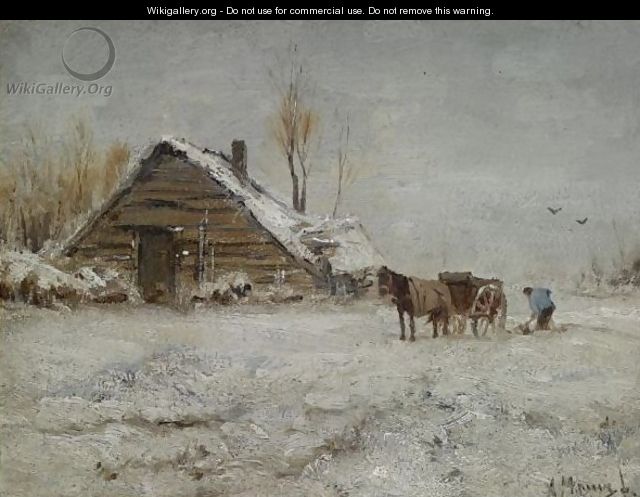 A Peasant At Work On A Wintry Day - Anton Mauve