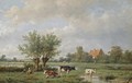 Cattle In A Summer Landscape - Anthonie Jacobus Van Wijngaerdt