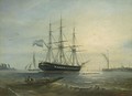 Sailing Vessels In A Dutch Harbour - Petrus Paulus Schiedges