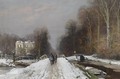 Figures On A Snowy Lane In The Haagse Bos - Louis Apol