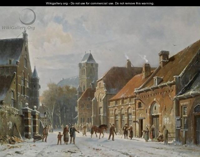 Figures In The Streets Of A Wintry Town 2 - Adrianus Eversen