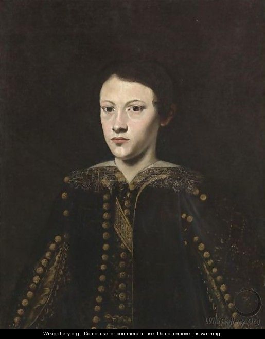 Portrait Of A Young Boy, Half Length, Wearing A Gold-Embroidered Doublet - (after) Massimo Stanzione