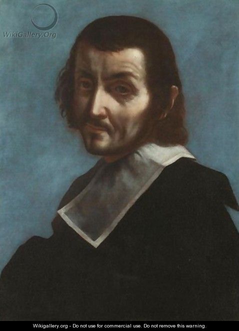 A Self-Portrait Of The Artist, Half Length, Wearing Black With A White Ruff - (after) Carlo Dolci