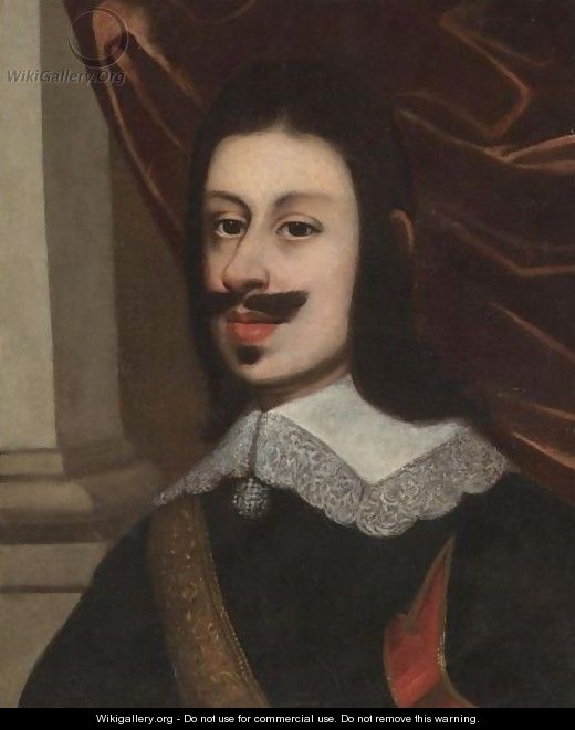 Portrait Of A Gentleman, Head And Shoulders, Wearing A Black Doublet And A Gold Sash - (after) Justus Sustermans