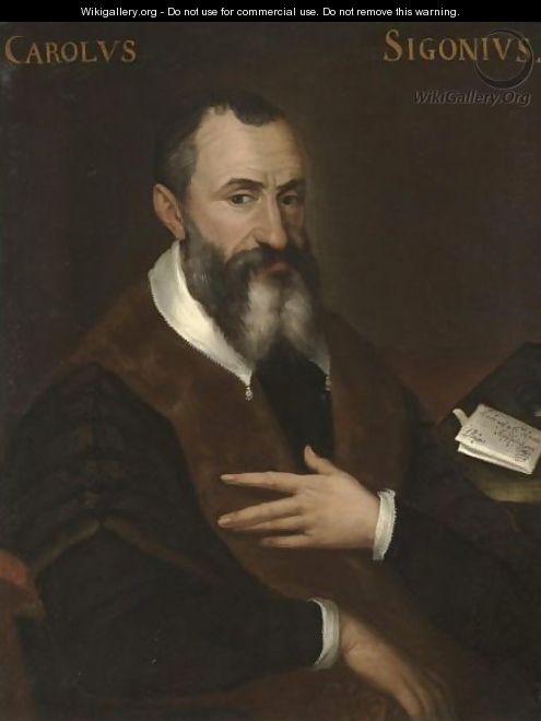 Portrait Of Carlo Sigonio, Half Length, Seated, Wearing A Black And Brown Coat With A White Collar - (after) Bartolomeo Passerotti