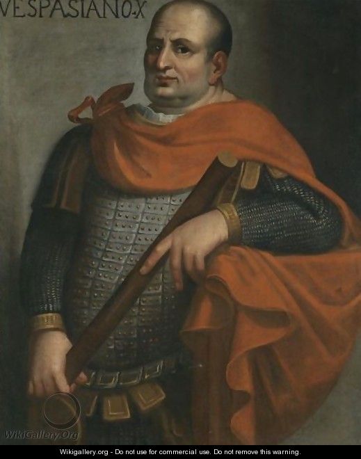 Portrait Of The Emperor Vespasian, Three-Quarter Length, Holding A Baton - (after) Bernardino Campi