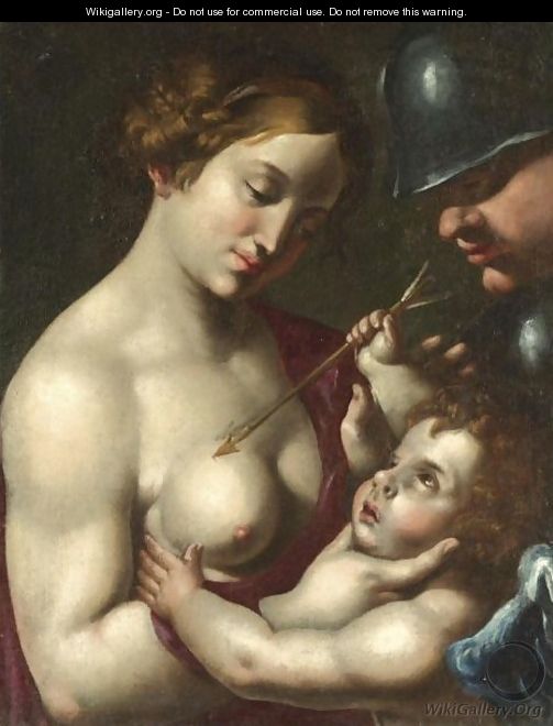 Mars, Venus And Cupid - Bolognese School