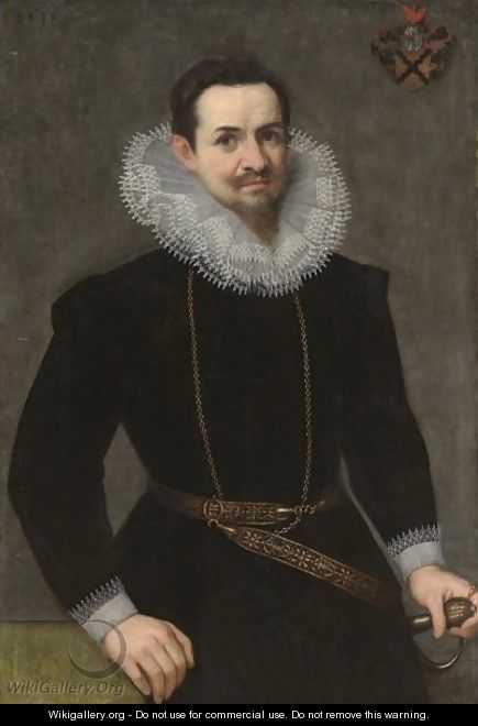 Portrait Of A Bearded Gentleman, Half Length, Wearing A Black Doublet And White Ruff - (after) Frans, The Elder Pourbus
