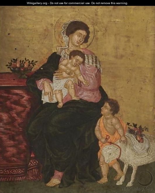 The Madonna And Child With The Infant Saint John The Baptist - Veneto-Cretan School