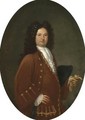 Portrait Of A Gentleman, Half Length, Wearing A Maroon Coat And Holding A Glove - (after) Sebastiano Bombelli