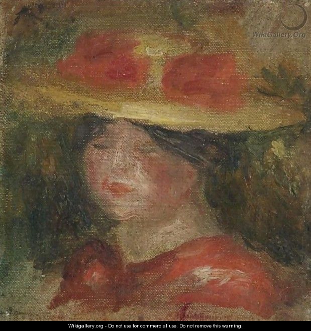 Tete De Femme Au Chapeau - Pierre Auguste Renoir