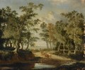 A Wooded Landscape With A Shepherd And His Herd On A Path, Near A Puddle - Jan Hackaert