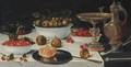 A Still Life With Strawberries, Pears And Cherries In Porcelain Bowls, Together With A Bun On A Silver Plate - (after) Gillis Gillisz. De Bergh